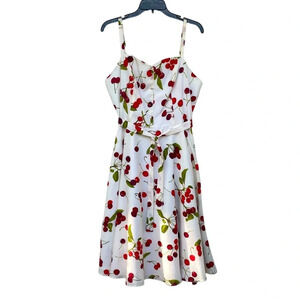 Stop Staring Cherry Pinup Dress 100% Cotton Strapless Belted Size 1X Retro